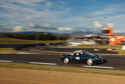 33;2001-Porsche-Boxster-S;4-April-2010;Australia;Bathurst;FOSC;Festival-of-Sporting-Cars;Linley-Baxter;Mt-Panorama;NSW;New-South-Wales;Regularity;SSS986;auto;clouds;motion-blur;motorsport;racing;sky;wide-angle