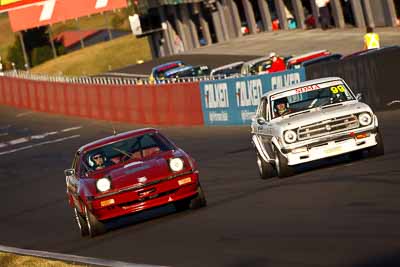 136;99;1972-Datsun-1200-Coupe;1981-Triumph-TR8;39823H;5-April-2010;Australia;Bathurst;FOSC;Festival-of-Sporting-Cars;Matthew-Ruggles;Mt-Panorama;NSW;New-South-Wales;Paul-Wyatt;Regularity;auto;motorsport;racing;super-telephoto