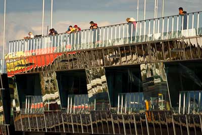 5-April-2010;Australia;Bathurst;FOSC;Festival-of-Sporting-Cars;Mt-Panorama;NSW;New-South-Wales;afternoon;atmosphere;auto;building;motorsport;pit-lane;racing;reflection;spectators;super-telephoto