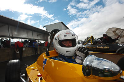 50;29-May-2010;Australia;Chris-Fry;Elfin-NG;Morgan-Park-Raceway;QLD;Queensland;Warwick;auto;clouds;cockpit;in‒car;motorsport;paddock;portrait;racing;sky;wide-angle
