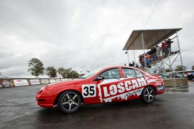 35;29-May-2010;Australia;Chris-Berry;Ford-Falcon-AU;Morgan-Park-Raceway;QLD;Queensland;Saloon-Cars;Warwick;auto;clouds;motorsport;racing;sky;wide-angle