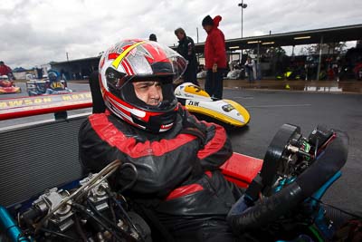 1;29-May-2010;Australia;Morgan-Park-Raceway;QLD;Queensland;Sam-Zavaglia;Stockman-MR2;Superkarts;Warwick;auto;cockpit;motorsport;paddock;portrait;racing;wide-angle