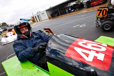 461;29-May-2010;Australia;Douglas-Amiss;Gladiator;Morgan-Park-Raceway;QLD;Queensland;Superkarts;Warwick;auto;cockpit;motorsport;paddock;portrait;racing;wide-angle