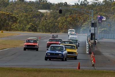 13;6;30-May-2010;Australia;Bob-Sudall;Group-N;Historic-Touring-Cars;Holden-Monaro-HG;Kevin-Heffernan;Mazda-RX‒2;Morgan-Park-Raceway;QLD;Queensland;Warwick;auto;classic;historic;motorsport;racing;super-telephoto;vintage