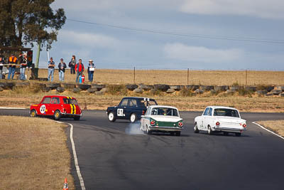 166;2;1964-Ford-Cortina;24-July-2010;Australia;Bob-Stewart;Craig-Thompson;Group-N;Historic-Touring-Cars;Morgan-Park-Raceway;QLD;Queensland;Warwick;auto;classic;lock‒up;motorsport;racing;smoke;super-telephoto;vintage