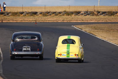 11;717;1952-Austin-A30;1954-Jaguar-Mk7;24-July-2010;Allan-Bryson;Australia;Group-N;Historic-Touring-Cars;John-Tupicoff;Morgan-Park-Raceway;QLD;Queensland;Warwick;auto;classic;motorsport;racing;super-telephoto;vintage