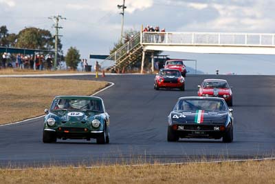 44;82;1969-TVR-Tuscan;1971-Ferrari-365-GTC4;24-July-2010;Australia;Historic-Production-Sports-Cars;Laurie-Burton;Morgan-Park-Raceway;QLD;Queensland;Trevor-Bassett;Warwick;auto;motorsport;racing;super-telephoto
