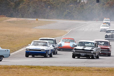 33;97;1963-Holden-EH;1971-Ford-Capri;25-July-2010;Australia;Group-N;Historic-Touring-Cars;Morgan-Park-Raceway;Phillip-Taylor;QLD;Queensland;Quentin-Bland;Warwick;auto;classic;motorsport;racing;super-telephoto;vintage