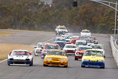 32;44;8;1979-Jaguar-XJS;1985-Ford-Mustang;1988-Holden-Commodore-VL;25-July-2010;Australia;Brett-Maddren;Group-A;Group-U;Historic-Touring-Cars;Mark-Taylor;Mark-Trenoweth;Morgan-Park-Raceway;QLD;Queensland;Warwick;auto;classic;motorsport;racing;super-telephoto;vintage