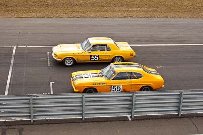 155;55;1968-Ford-Mustang;1971-Ford-Capri;25-July-2010;50mm;Australia;Glenn-Seton;Group-N;Historic-Touring-Cars;Morgan-Park-Raceway;QLD;Queensland;Russell-Wright;Warwick;auto;classic;motorsport;racing;vintage