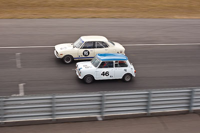 46;95;1964-Austin-Cooper-S;1972-Mazda-RX‒2;25-July-2010;50mm;Australia;Group-N;Historic-Touring-Cars;Mal-Rutschack;Matthew-Clift;Morgan-Park-Raceway;QLD;Queensland;Warwick;auto;classic;motorsport;racing;vintage