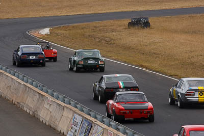 29;44;1971-Ferrari-365-GTC4;1972-Fiat-124-Sport-Coupe;25-July-2010;Australia;Historic-Production-Sports-Cars;Morgan-Park-Raceway;Norm-Singleton;QLD;Queensland;Trevor-Bassett;Warwick;auto;motorsport;racing;super-telephoto