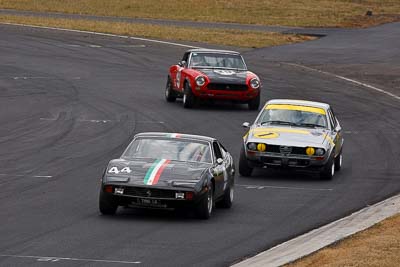 1;44;1971-Ferrari-365-GTC4;1979-Alfa-Romeo-Alfetta-GTV-2000;25-July-2010;Australia;Historic-Production-Sports-Cars;Morgan-Park-Raceway;QLD;Queensland;Tony-Karanfilovski;Trevor-Bassett;Warwick;auto;motorsport;racing;super-telephoto