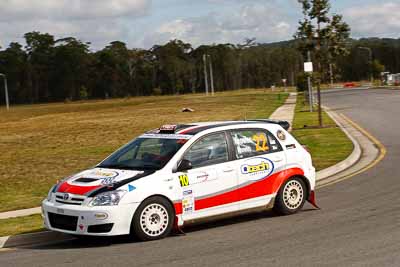 22;30-July-2010;ARC;Australia;Australian-Rally-Championship;Caloundra;Margot-Knowles;QLD;Queensland;Simon-Knowles;Sunshine-Coast;Toyota-Corolla-Sportivo;auto;motorsport;racing;shakedown;telephoto