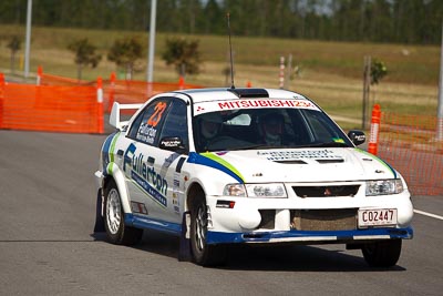 23;30-July-2010;ARC;Australia;Australian-Rally-Championship;Bruce-Fullerton;Caloundra;Evo-6;Hugh-Reardon‒Smith;Mitsubishi-Lancer;Mitsubishi-Lancer-Evolution-VI;QLD;Queensland;Sunshine-Coast;auto;motorsport;racing;shakedown;telephoto