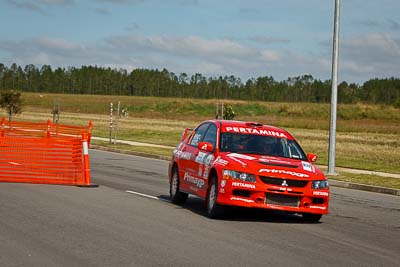 8;30-July-2010;APRC;Asia-Pacific-Rally-Championship;Australia;Caloundra;Evo-9;Mitsubishi-Lancer;Mitsubishi-Lancer-Evolution-IX;Pertamina-Rally-Team;QLD;Queensland;Rifat-Sungkar;Scott-Beckwith;Sunshine-Coast;auto;motorsport;racing;shakedown;telephoto