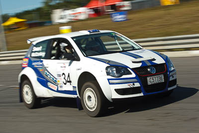 34;30-July-2010;Australia;Caloundra;Gerard-McConkey;Marius-Swart;QLD;QRC;Queensland;Queensland-Rally-Championship;Sunshine-Coast;Volkswagen-Polo-S2000;auto;motorsport;racing;shakedown;telephoto