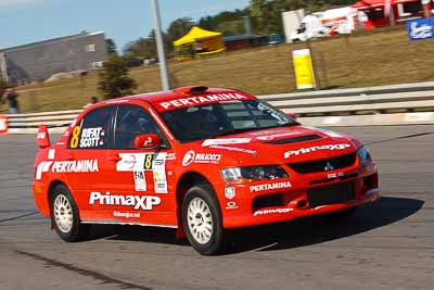 8;30-July-2010;APRC;Asia-Pacific-Rally-Championship;Australia;Caloundra;Evo-9;Mitsubishi-Lancer;Mitsubishi-Lancer-Evolution-IX;Pertamina-Rally-Team;QLD;Queensland;Rifat-Sungkar;Scott-Beckwith;Sunshine-Coast;auto;motorsport;racing;shakedown;telephoto