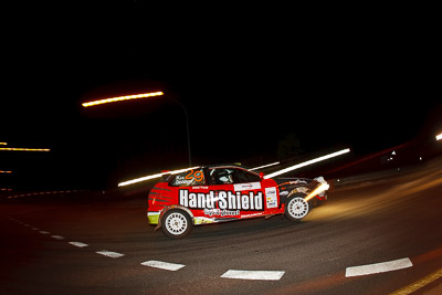 29;30-July-2010;ARC;Australia;Australian-Rally-Championship;Barry-Kirk;Caloundra;Jay-Davidson;Mitsubishi-Mirage-RS;QLD;Queensland;Sunshine-Coast;auto;fisheye;motion-blur;motorsport;night;racing