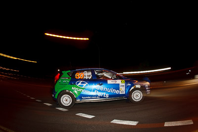 30;30-July-2010;ARC;Australia;Australian-Rally-Championship;Caloundra;Harvey-Smith;Hyundai-i30-CRDi;Mick-Gillett;QLD;Queensland;Sunshine-Coast;auto;fisheye;motion-blur;motorsport;night;racing