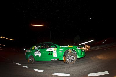 27;30-July-2010;ARC;Australia;Australian-Rally-Championship;Caloundra;Holden-Commodore-VE-SS;Jason-Bruinsma;Lisa-White;QLD;Queensland;Sunshine-Coast;auto;fisheye;motion-blur;motorsport;night;racing