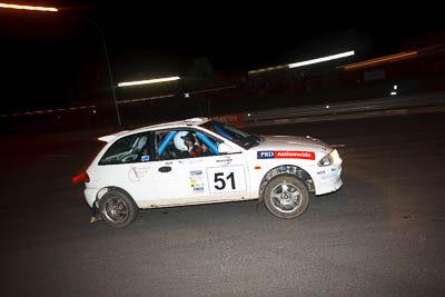 51;30-July-2010;Australia;Ben-Lynagh;Caloundra;Mitsubishi-Mirage-RS;QLD;QRC;Queensland;Queensland-Rally-Championship;Rex-Morris;Sunshine-Coast;auto;motion-blur;motorsport;night;racing;wide-angle