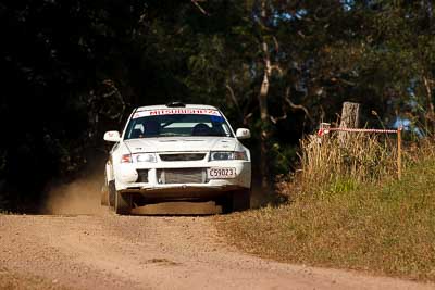 32;31-July-2010;Australia;Erik-Johnsson;Erin-Kelly;Evo-6;Imbil;Mitsubishi-Lancer;Mitsubishi-Lancer-Evolution-VI;QLD;QRC;Queensland;Queensland-Rally-Championship;Sunshine-Coast;auto;motorsport;racing;super-telephoto