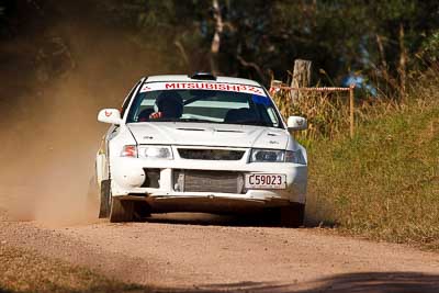 32;31-July-2010;Australia;Erik-Johnsson;Erin-Kelly;Evo-6;Imbil;Mitsubishi-Lancer;Mitsubishi-Lancer-Evolution-VI;QLD;QRC;Queensland;Queensland-Rally-Championship;Sunshine-Coast;auto;motorsport;racing;super-telephoto