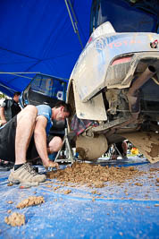 9;31-July-2010;APRC;Asia-Pacific-Rally-Championship;Australia;Ben-Searcy;Imbil;Jean‒Louis-Leyraud;QLD;Queensland;Subaru-Impreza-WRX-STI;Sunshine-Coast;auto;motorsport;racing;service-centre;service-park;wide-angle