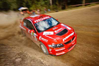 8;31-July-2010;APRC;Asia-Pacific-Rally-Championship;Australia;Evo-9;Imbil;Mitsubishi-Lancer;Mitsubishi-Lancer-Evolution-IX;Pertamina-Rally-Team;QLD;Queensland;Rifat-Sungkar;Scott-Beckwith;Sunshine-Coast;auto;motorsport;racing;wide-angle