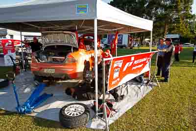 8;31-July-2010;APRC;Asia-Pacific-Rally-Championship;Australia;Evo-9;Imbil;Mitsubishi-Lancer;Mitsubishi-Lancer-Evolution-IX;Pertamina-Rally-Team;QLD;Queensland;Rifat-Sungkar;Scott-Beckwith;Sunshine-Coast;auto;motorsport;racing;service-centre;service-park;wide-angle