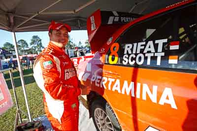 8;31-July-2010;APRC;Asia-Pacific-Rally-Championship;Australia;Evo-9;Imbil;Mitsubishi-Lancer;Mitsubishi-Lancer-Evolution-IX;Pertamina-Rally-Team;QLD;Queensland;Rifat-Sungkar;Scott-Beckwith;Sunshine-Coast;auto;motorsport;portrait;racing;service-centre;service-park;wide-angle