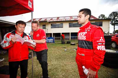 1-August-2010;APRC;Asia-Pacific-Rally-Championship;Australia;Gaurav-Gill;Imbil;QLD;Queensland;Sunshine-Coast;auto;motorsport;portrait;racing;service-centre;service-park;wide-angle