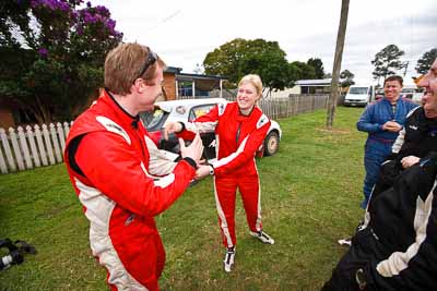 1-August-2010;ARC;Australia;Australian-Rally-Championship;Imbil;QLD;Queensland;Rebecca-Smart;Ryan-Smart;Sunshine-Coast;auto;motorsport;portrait;racing;service-centre;service-park;wide-angle