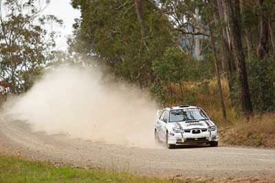 14;1-August-2010;ARC;Australia;Australian-Rally-Championship;Imbil;QLD;Queensland;Simon-Evans;Subaru-Impreza-WRX;Sue-Evans;Sunshine-Coast;auto;motorsport;racing;telephoto