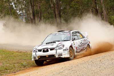 14;1-August-2010;ARC;Australia;Australian-Rally-Championship;Imbil;QLD;Queensland;Simon-Evans;Subaru-Impreza-WRX;Sue-Evans;Sunshine-Coast;auto;motorsport;racing;telephoto