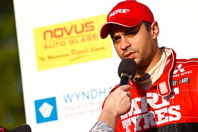 1-August-2010;APRC;Asia-Pacific-Rally-Championship;Australia;Gaurav-Gill;Imbil;QLD;Queensland;Sunshine-Coast;auto;celebration;motorsport;official-finish;podium;portrait;racing;super-telephoto