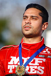 1-August-2010;APRC;Asia-Pacific-Rally-Championship;Australia;Gaurav-Gill;Imbil;QLD;Queensland;Sunshine-Coast;Topshot;auto;celebration;motorsport;official-finish;podium;portrait;racing;super-telephoto