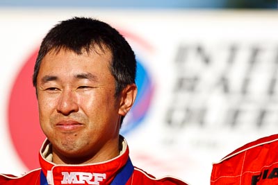 1-August-2010;APRC;Asia-Pacific-Rally-Championship;Australia;Imbil;Katsu-Taguchi;QLD;Queensland;Sunshine-Coast;auto;celebration;motorsport;official-finish;podium;portrait;racing;super-telephoto