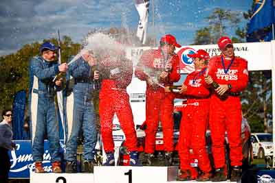 1-August-2010;APRC;Asia-Pacific-Rally-Championship;Australia;Chris-Murphy;Gaurav-Gill;Glen-Macneall;Glen-Raymond;Imbil;Katsu-Taguchi;Matt-Raymond;QLD;Queensland;Sunshine-Coast;auto;celebration;motorsport;official-finish;podium;portrait;racing;telephoto