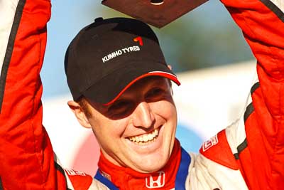 1-August-2010;ARC;Australia;Australian-Rally-Championship;Eli-Evans;Imbil;QLD;Queensland;Sunshine-Coast;auto;celebration;motorsport;official-finish;podium;portrait;racing;super-telephoto