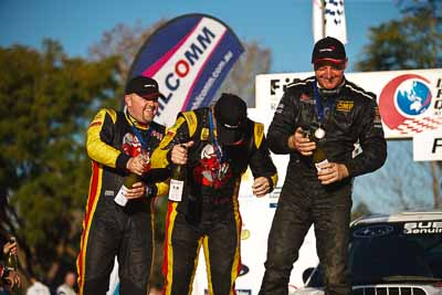 1-August-2010;ARC;Australia;Australian-Rally-Championship;Imbil;Lee-Tierney;Mark-Pedder;QLD;Queensland;Simon-Evans;Sunshine-Coast;auto;celebration;motorsport;official-finish;podium;portrait;racing;telephoto