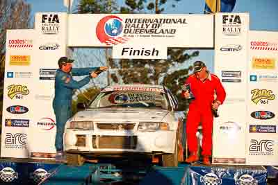 31;1-August-2010;Australia;Craig-Lee;Evo-6;Imbil;John-Spencer;Mitsubishi-Lancer;Mitsubishi-Lancer-Evolution-VI;QLD;QRC;Queensland;Queensland-Rally-Championship;Sunshine-Coast;auto;celebration;motorsport;official-finish;podium;racing;telephoto