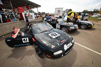 23;47;26-September-2010;Andrew-Weller;Australia;Ben-Cook;Corey-Stevens;Mazda-MX‒5;Mazda-MX5;Mazda-Miata;Mike-Calcutt;Morgan-Park-Raceway;QLD;Queensland;Warwick;auto;motorsport;racing;wide-angle