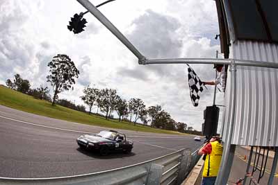 47;26-September-2010;Andrew-Weller;Australia;Corey-Stevens;Mazda-MX‒5;Mazda-MX5;Mazda-Miata;Morgan-Park-Raceway;QLD;Queensland;Warwick;auto;chequered-flag;clouds;finish;fisheye;motorsport;racing;sky