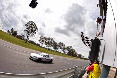 84;26-September-2010;Anthony-Bonanno;Australia;Chris-Tonna;Mazda-MX‒5;Mazda-MX‒5-SP;Mazda-MX5;Mazda-Miata;Morgan-Park-Raceway;QLD;Queensland;Warwick;auto;chequered-flag;clouds;finish;fisheye;motorsport;racing;sky