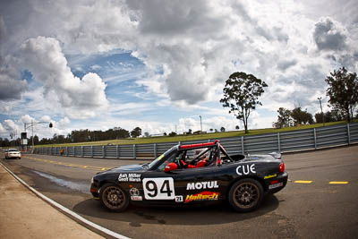 94;26-September-2010;Ashley-Miller;Australia;Dark-Horse-Racing;Geoff-Marsh;Mazda-MX‒5;Mazda-MX5;Mazda-Miata;Morgan-Park-Raceway;QLD;Queensland;Warwick;auto;clouds;fisheye;motorsport;racing;sky