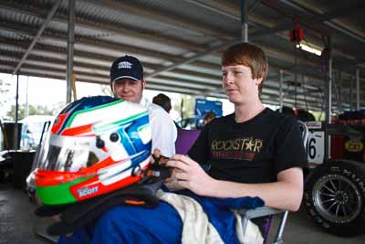 12-March-2011;28mm;Australia;CAMS-State-Championships;Morgan-Park-Raceway;QLD;Queensland;Racing-Cars;Wade-Scott;Warwick;atmosphere;auto;helmet;motorsport;paddock;portrait;racing;wide-angle