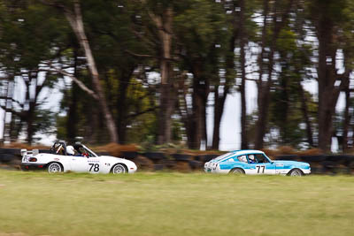 77;78;12-March-2011;77;Australia;CAMS-State-Championships;Garry-Harris;Mazda-MX‒5;Mazda-MX5;Mazda-Miata;Morgan-Park-Raceway;Production-Sports-Cars;QLD;Queensland;Roy-Davis;Triumph-GT6;Warwick;auto;motorsport;racing;super-telephoto