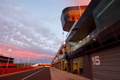 22-April-2011;Australia;Bathurst;Bathurst-Motor-Festival;Mt-Panorama;NSW;New-South-Wales;afternoon;atmosphere;auto;building;clouds;motorsport;pitlane;racing;scenery;sky;wide-angle